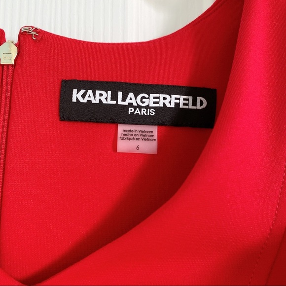 NWOT Karl Lagerfeld Red Stretch Dress - Picture 2 of 3